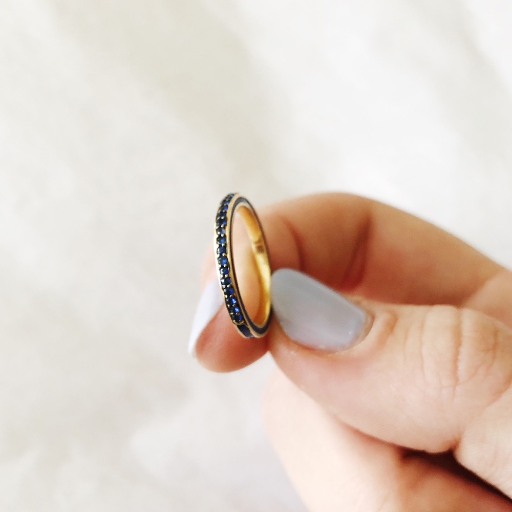 Halleh Blue Sapphire & Gold Enamel Band/Ring